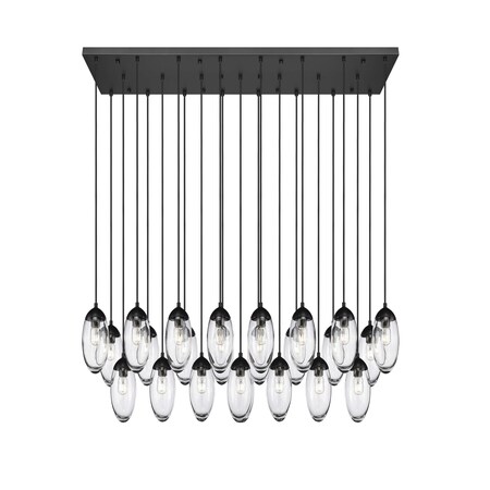 Z-Lite Arden Linear Chandelier, 23-Light, 18 In.W x 54 In.L x 12 In.H, Matte Black/Clear 651P-23L-MB